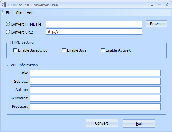 A freeware for converting HTML file or URL to PDF document