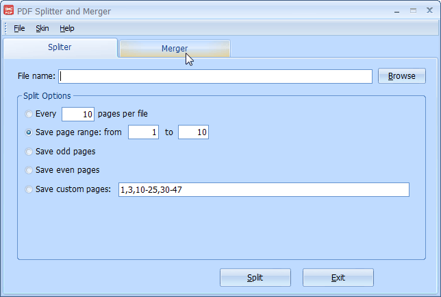 Click to view PDFArea PDF Spliter and Merger 2.0 screenshot
